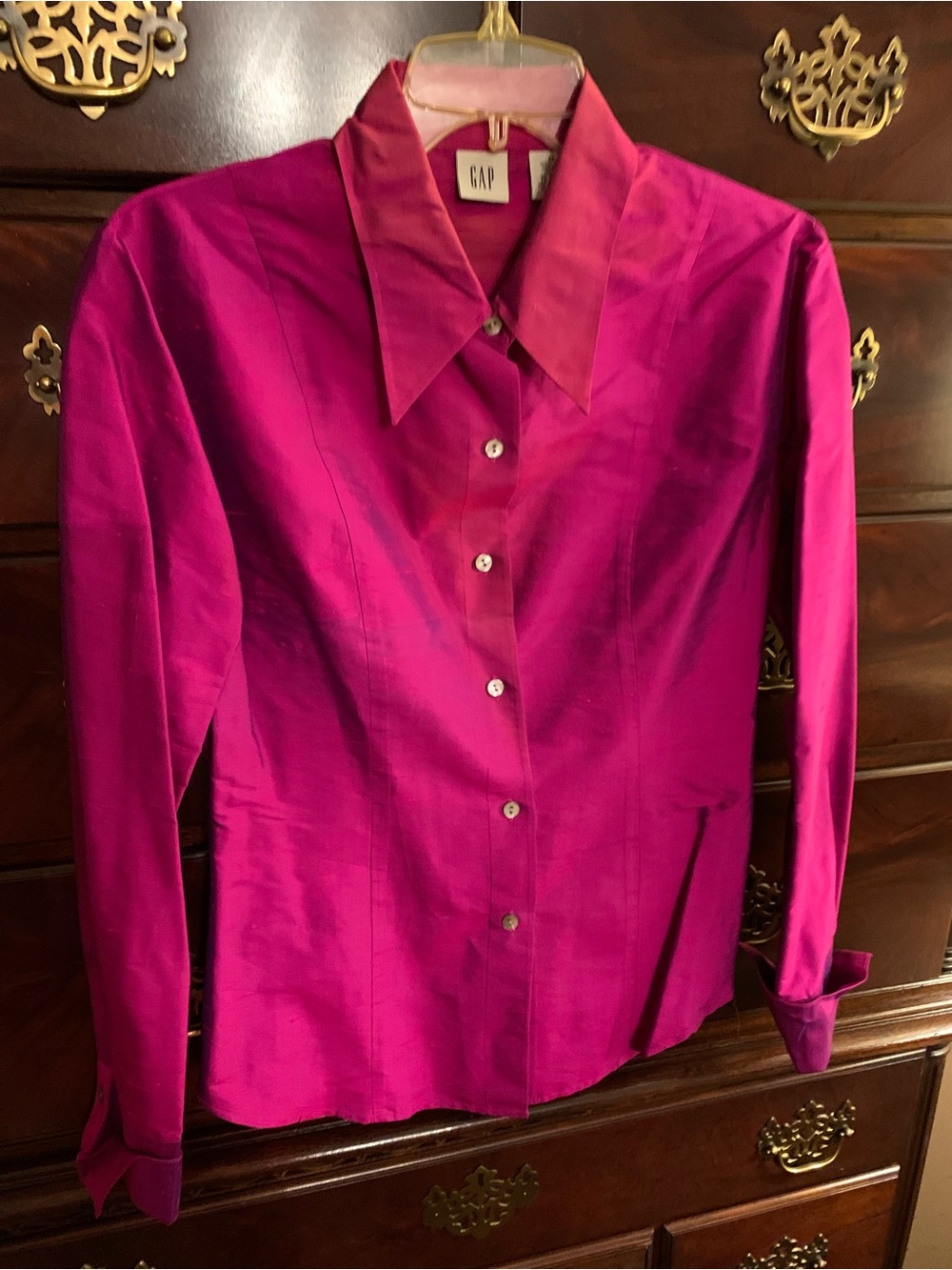 GAP Women's Bright Fuchsia Button-Down Shirt
